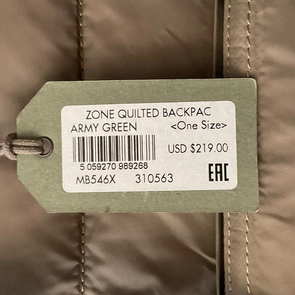 NEW All Saints Zone Quilted Backpack Unisex NWT